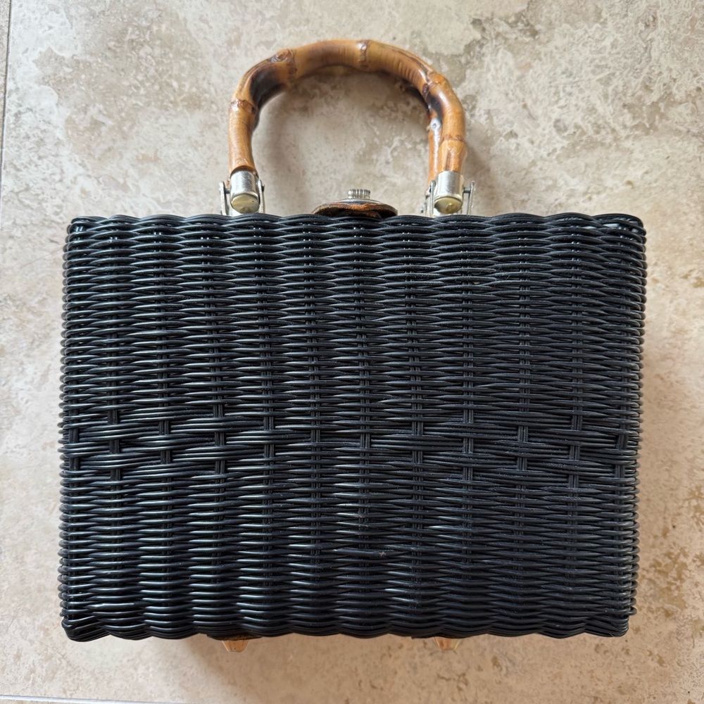 1950s Lesco Lona Large Briefcase Bag Wood Handles MCM